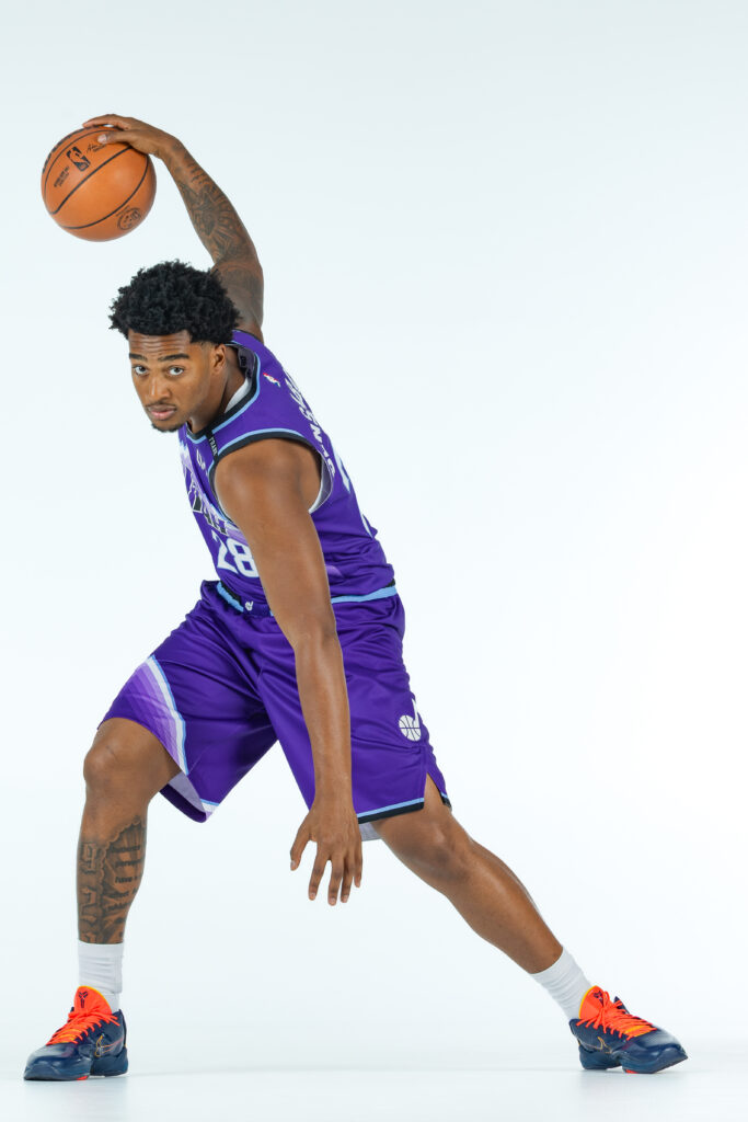 Brice Sensabaugh action portrait during Utah Jazz NBA Media Day 