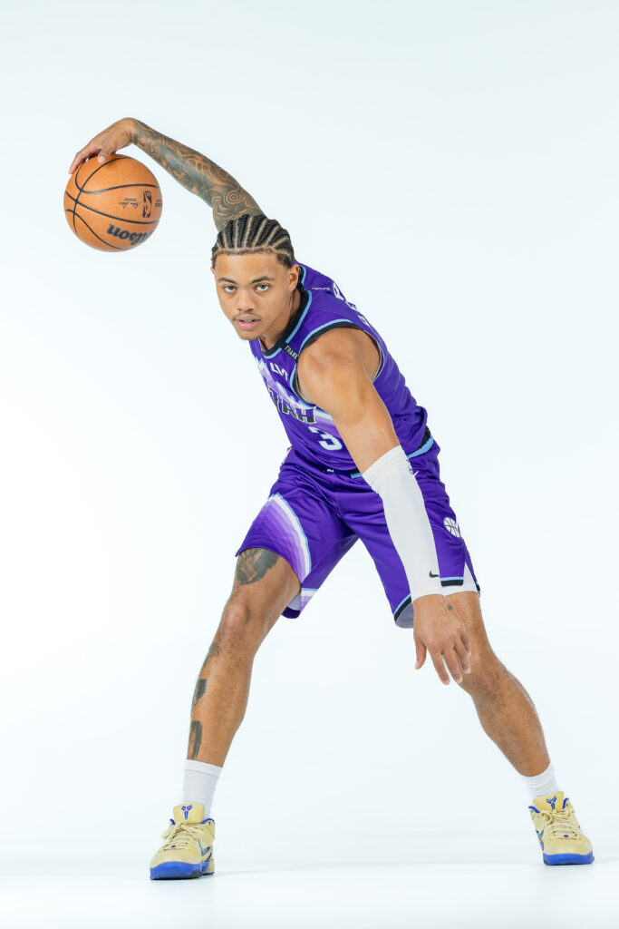 Keyonte George action portrait during Utah Jazz NBA Media Day 