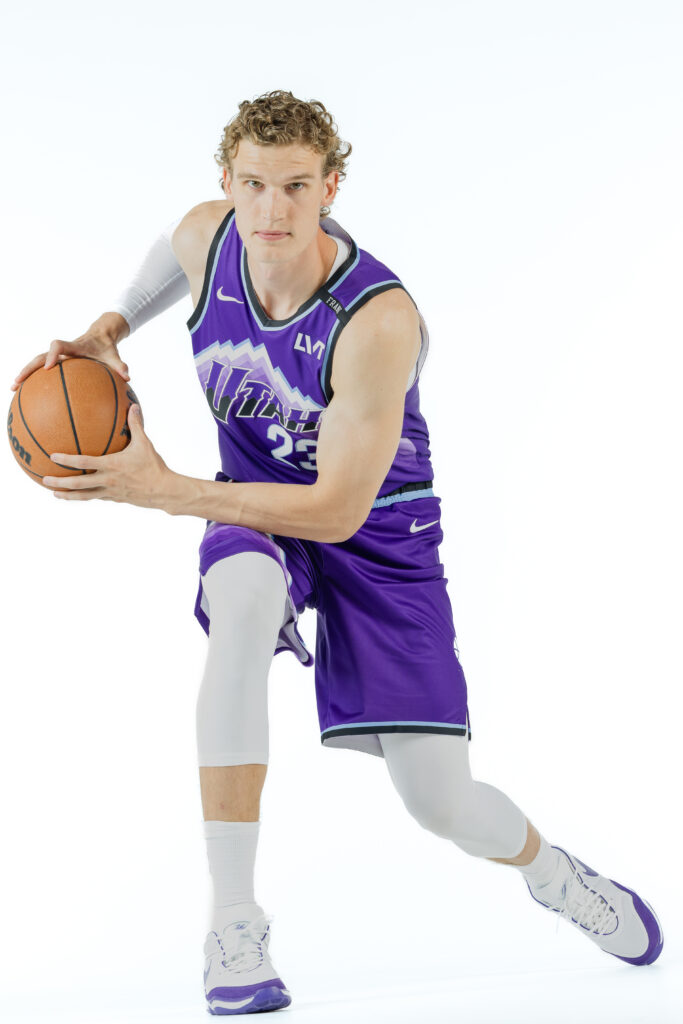 Lauri Markkanen  action portrait during Utah Jazz NBA Media Day 