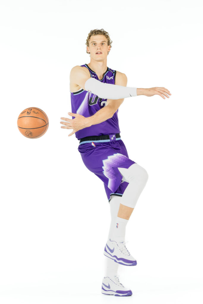 Lauri Markkanen  action portrait during Utah Jazz NBA Media Day 