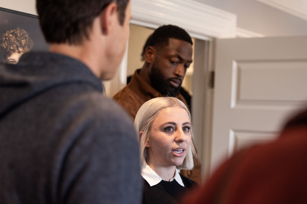 Dwyane Wade on a tour of the Encircle House in Salt Lake City during and NBA Cares Community Event 