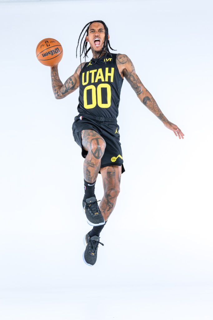 Jordan Clarkson action portrait during Utah Jazz NBA Media Day 